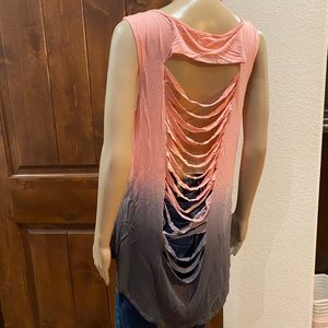 NWT EM Ombré Tank with Ripped Back